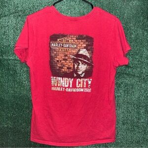 vintage Y2K Harley Davidson Chicago Maroon DISTRESSED Shirt S Biker